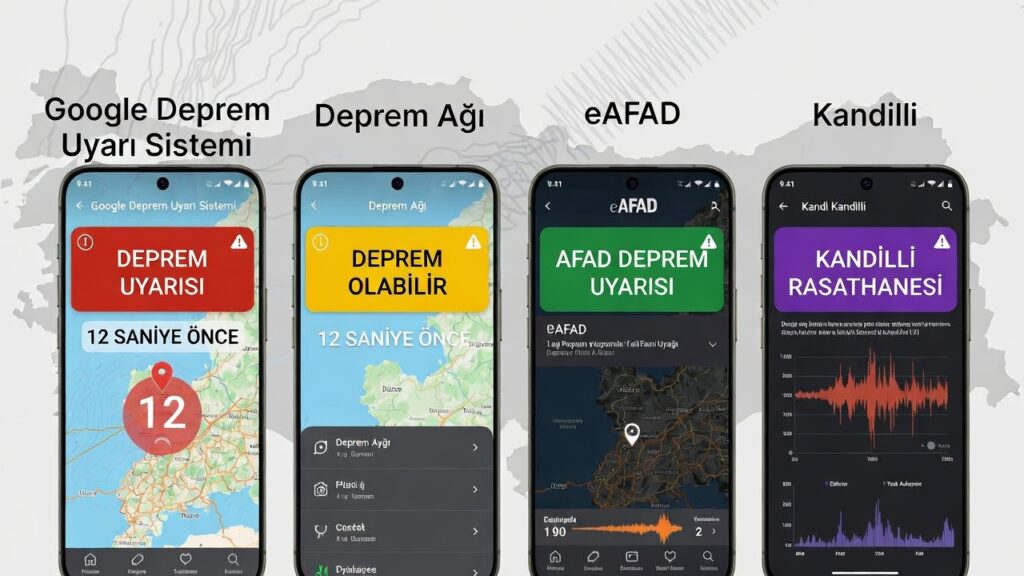 Türkiye’de deprem riski yüksek bölgelerde, erken uyarı ve deprem simülasyonu sağlayan mobil uygulamalar.